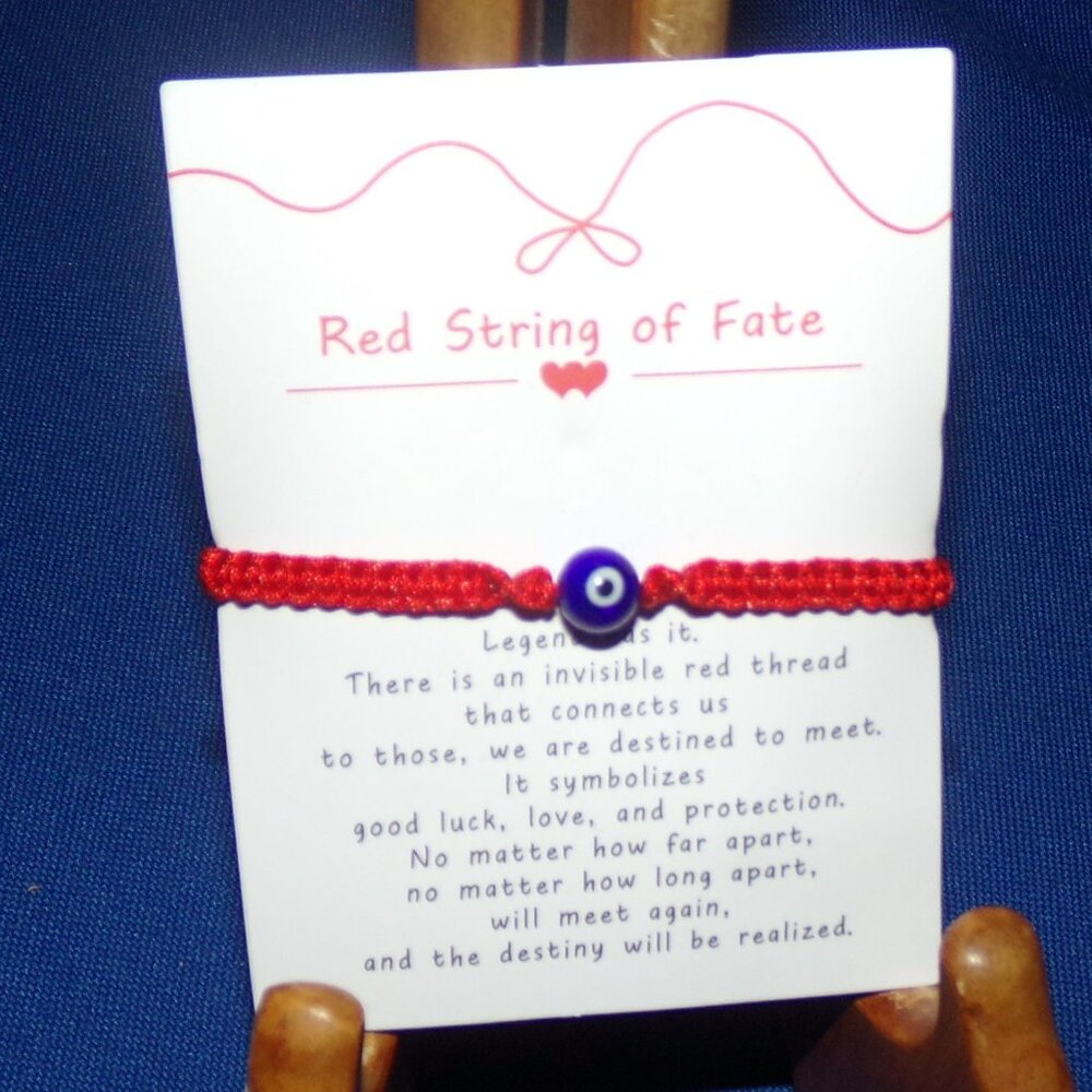 New Red String of Fate Evil Eye Bracelet on Card